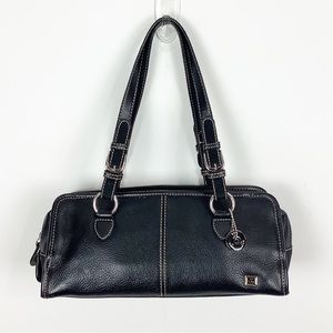 The Sak Black Pebble Leather Top Handle Baguette Shoulder Bag